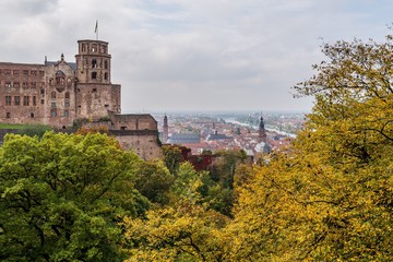 Fototapeta na wymiar The old city and the castle of Heidelberg