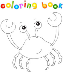 Funny cute cartoon crab. Educational coloring book