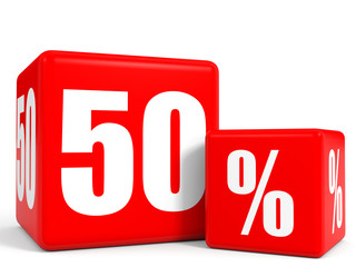 Red sale cubes. Fifty percent discount.