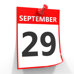 29 september calendar sheet with red pin.