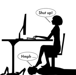 His place? Under her desk