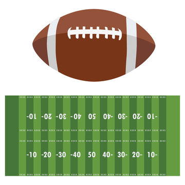 American football field and ball