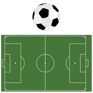 Football ball and soccer field