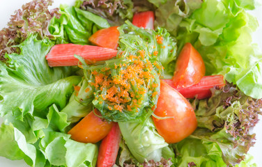 Salad and japanese seaweed on top