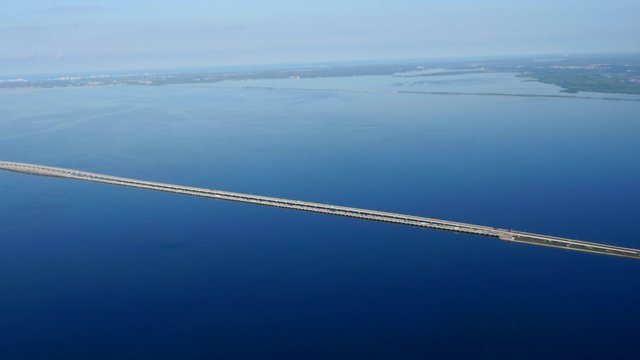 Aerial over Tampa Bay's Gandy Bridge, 4K