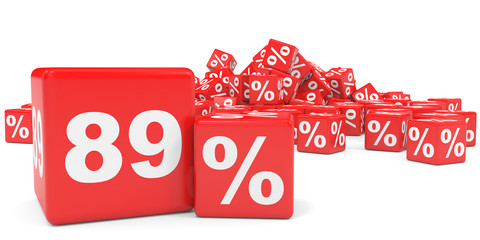 Red sale cubes. Eighty nine percent discount.