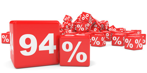 Red sale cubes. Ninety four percent discount.
