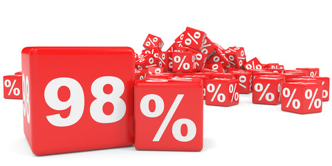 Red sale cubes. Ninety eight percent discount.