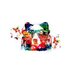 Obraz na płótnie Canvas Colorful bear head with glasses close up