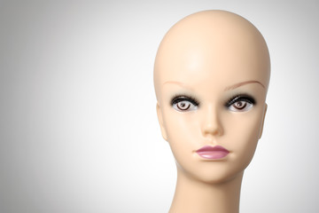 Closeup of a female mannequin head