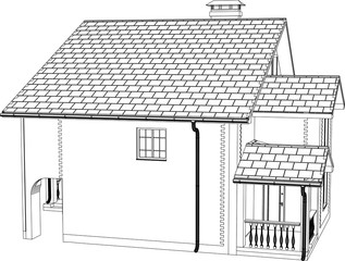 Wire-frame building on the white background. EPS 10. Illustration created of 3d.