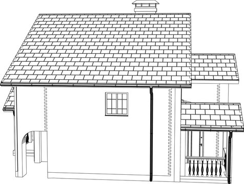 recommend clip art: Home 3D model vector. The vector contours of the building.