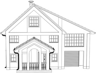 Home 3D model vector. The vector contours of the building.