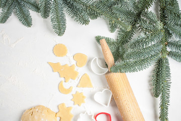 Fototapeta na wymiar Cookies make dough at home for Christmas