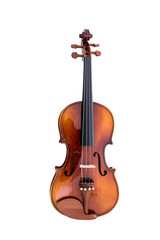 Fototapeta na wymiar Violin front view isolated on white