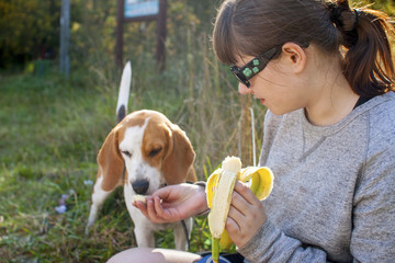 Young woman and her dog