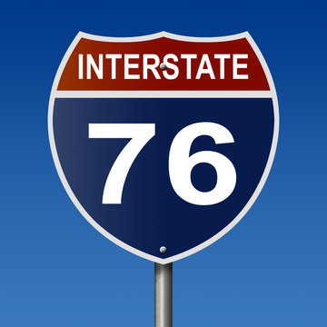 Sign for Interstate 76, part of the National Highway System, which travels between Ohio and New Jersey