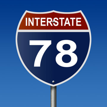 Sign for Interstate 78, part of the National Highway System, which travels between Pennsylvania and New York