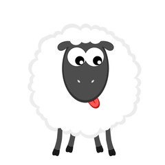 White sheep with tongue out illustration