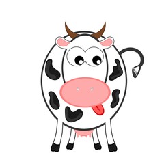 White cow with tongue out illustration