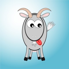 Silver goat with tongue out illustration