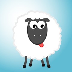 White sheep with tongue out illustration