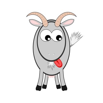 Silver goat with tongue out illustration