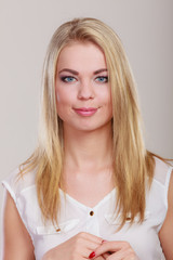 Fototapeta premium Portrait lovely girl long blond hair