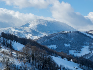 Winter and snow on the mountain