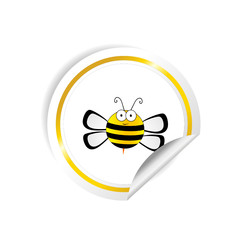 Obraz premium bee with honey sticker yellow vector