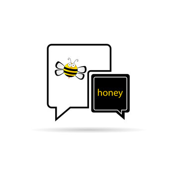 bee with honey yellow speech bubble vector