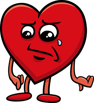sad heart cartoon character