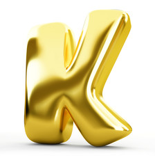 3d blue metal letter K isolated white background