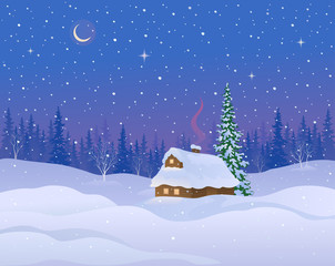 Winter cabin background