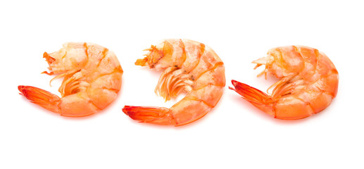 three unskin shrimps on a white background