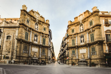 Naklejka premium Palermo City in Sicily, Italy. Four Corners