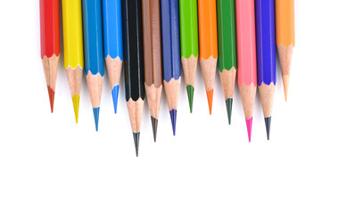 Colour pencils isolated on white background