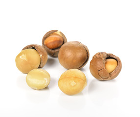 macadamia nuts isolated on white background