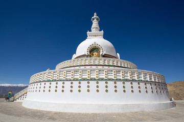 Tall Shanti Stupa near Leh, Ladakh, Jammu and Kashmir, India