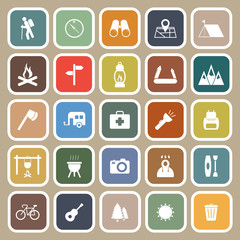 Trekking flat icons on brown background