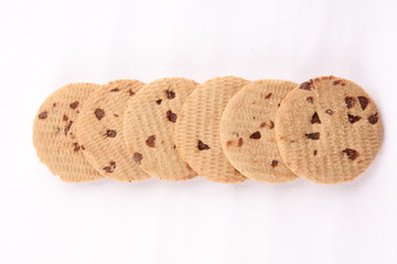 Group of chocolate chip biscuits,