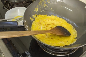Fried egg Cooked in The pan -omelet Thai style