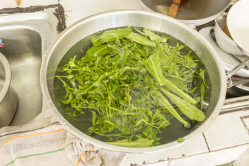  fresh vegetable in water - submergence, clean