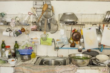 untidy Kitchenware in the kitchen