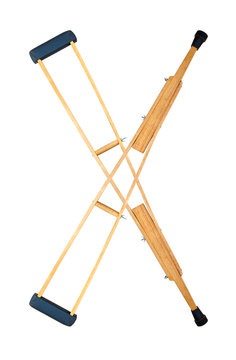 pair of Wooden crutches on white background