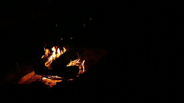 Campfire Left Far. a campfire is justified left. room for copyspace
