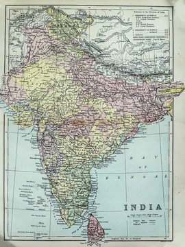 19th Century map of colonial India