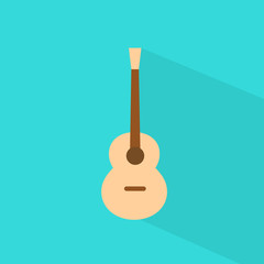 Acoustic Guitar Flat Shadow Icon Vector
