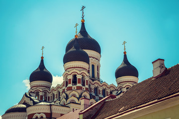 Dome of Alexander Nevsky Cathedral in old Tallinn city, Europe