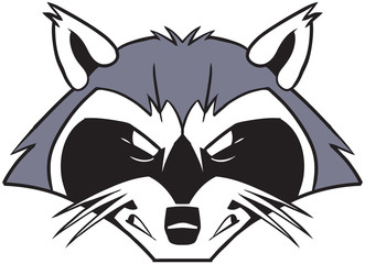 Rough Mean Cartoon Raccoon Mascot Head